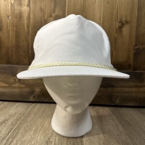 Vintage Head To Toe White Nautical Theme Thick Rope Hat Adjustable Leather Strap